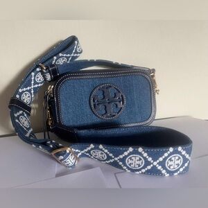 Tory Burch Denim and Navy Crossbody Bag